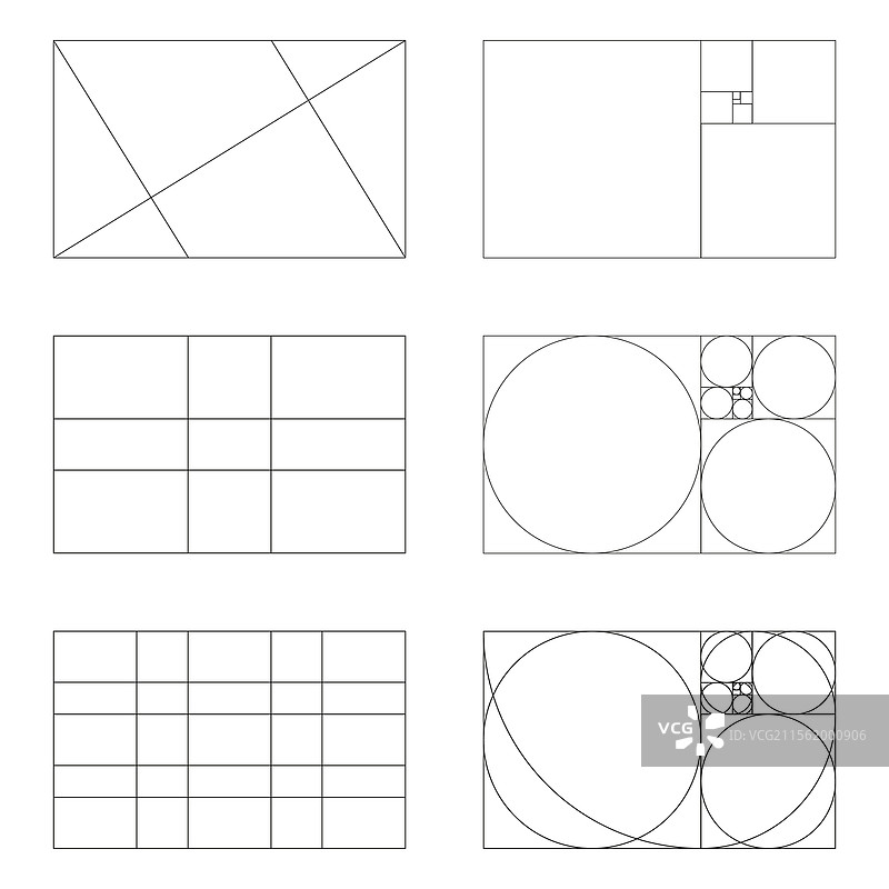 黄金比例框架矩形斐波那契数组图片素材