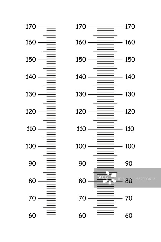 儿童身高测量图，从60厘米到170厘米。图片素材