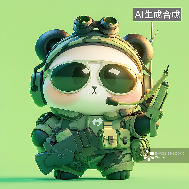 【AI数字艺术】军事熊猫图片素材