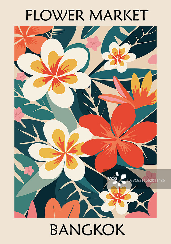曼谷花市抽象异国艺术海报图片素材