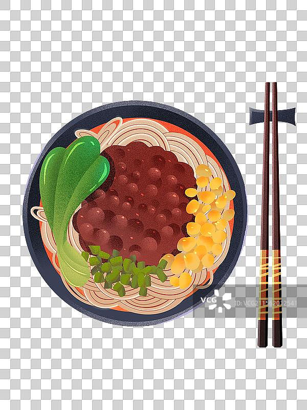 四川成都美食担担面扁平时尚风格元素插画图片素材