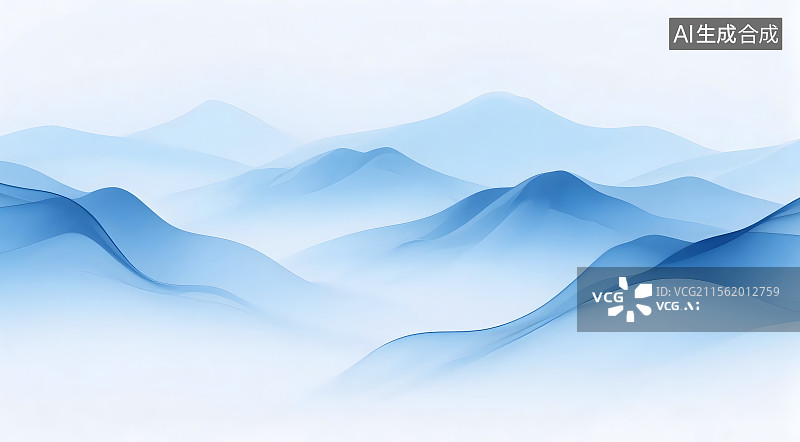 【AI数字艺术】抽象山峦国风科技背景图片素材
