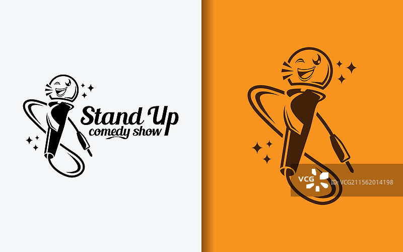 喜剧表演标志设计与搞笑麦克风图片素材