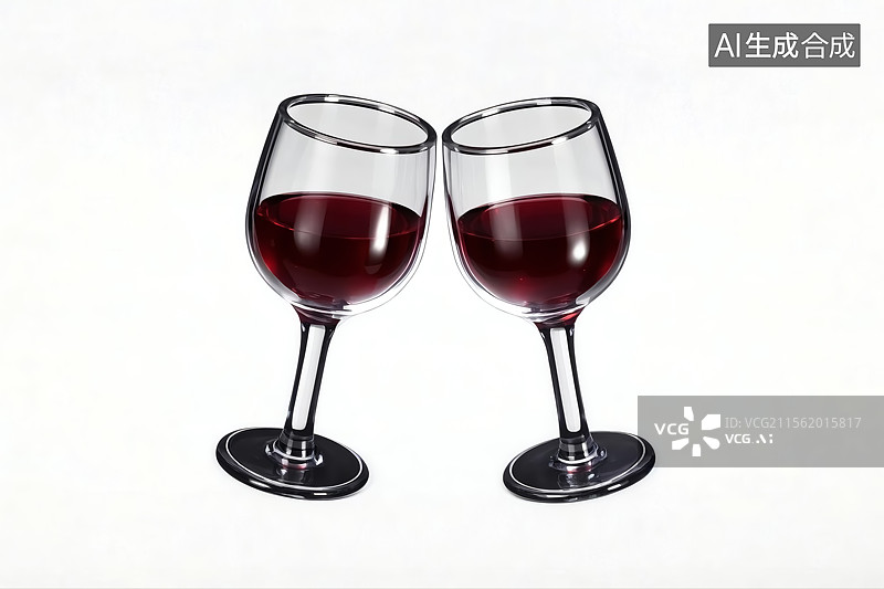 【AI数字艺术】3D红酒杯碰杯插画图片素材