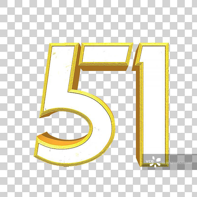 金色3D立体数字51 浅浮雕立体字元素 矢量51劳动节艺术字插画图片素材