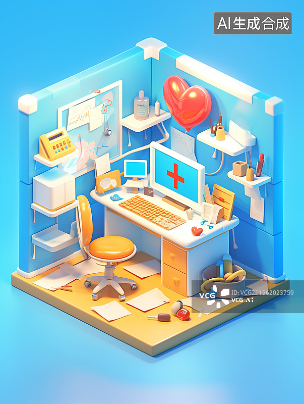 【AI数字艺术】微缩医疗检查室图片素材