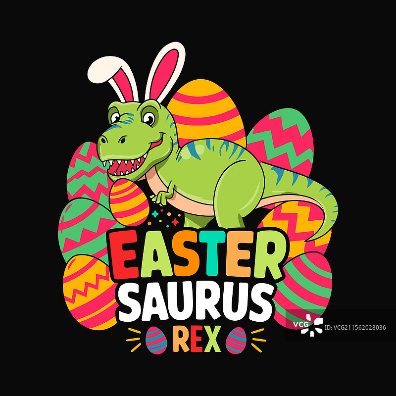 复活节恐龙霸王龙T恤设计图片素材