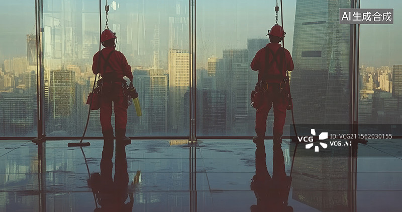 【AI数字艺术】高楼外墙清洁工图片素材