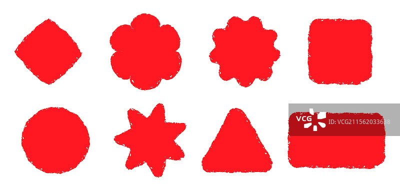 不同形状的红色纹理邮票图片素材
