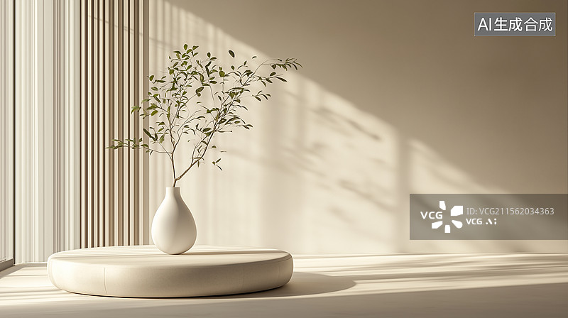 【AI数字艺术】简约装饰台图片素材