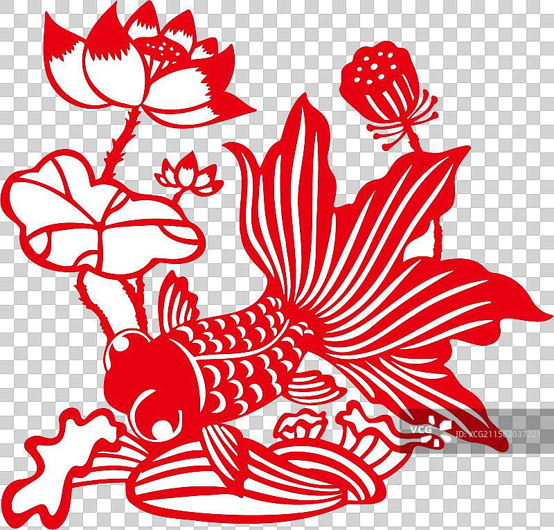 金鱼荷塘图片素材