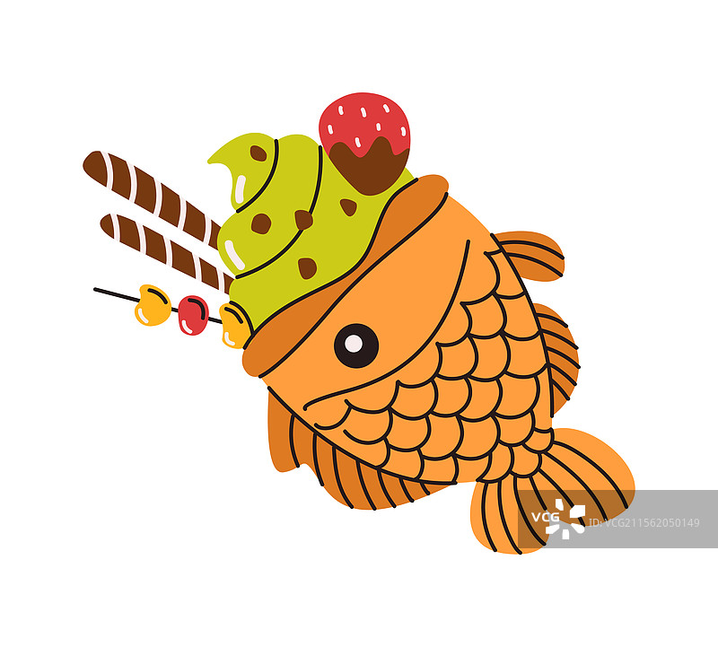 鱼形甜点配冰淇淋的鲷鱼烧图片素材