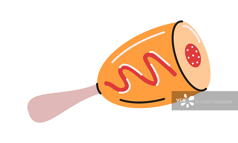 韩国玉米热狗配番茄酱和芥末图片素材