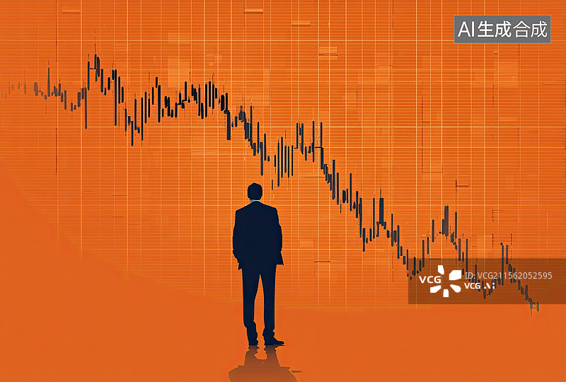 【AI数字艺术】股市行情男人背影经济下行背景图片素材