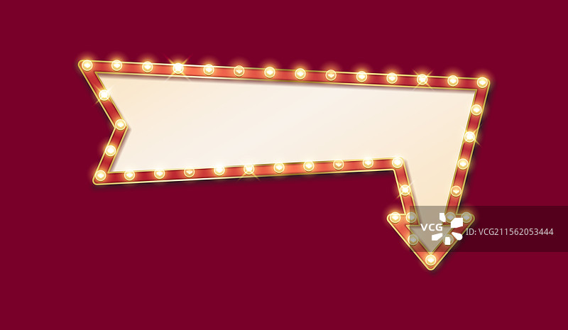 空白复古电影院招牌，带有发光灯泡图片素材