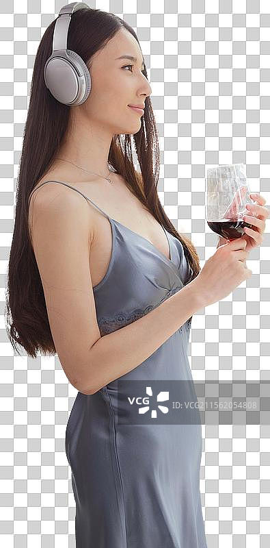 青年女人听音乐图片素材