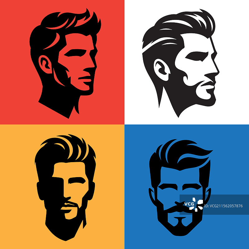 复古理发店标志设计模板 EPS图片素材