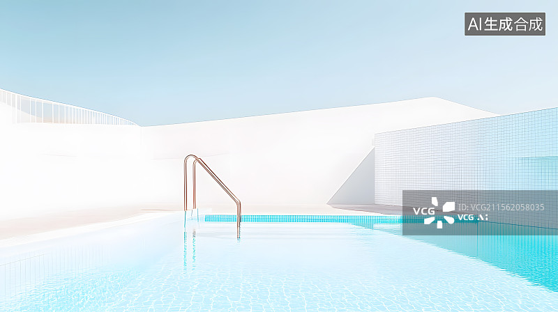 【AI数字艺术】静逸泳池之境图片素材
