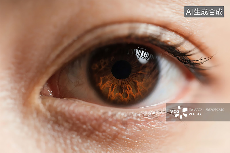 【AI数字艺术】亚洲人的眼睛特写 虹膜瞳孔 视觉 未来 科技 广告背景 视频元素素材图片素材