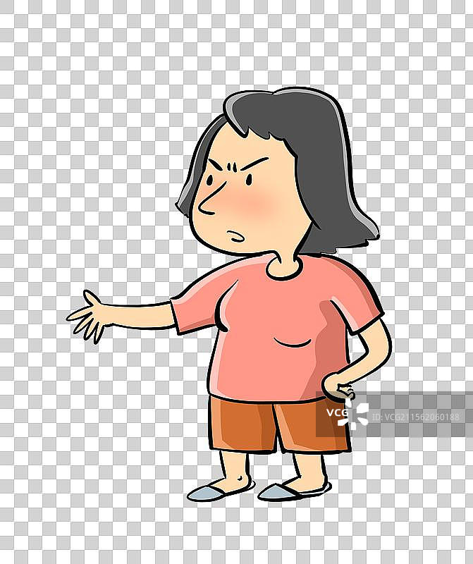一手叉腰愤怒说话的妇女图片素材