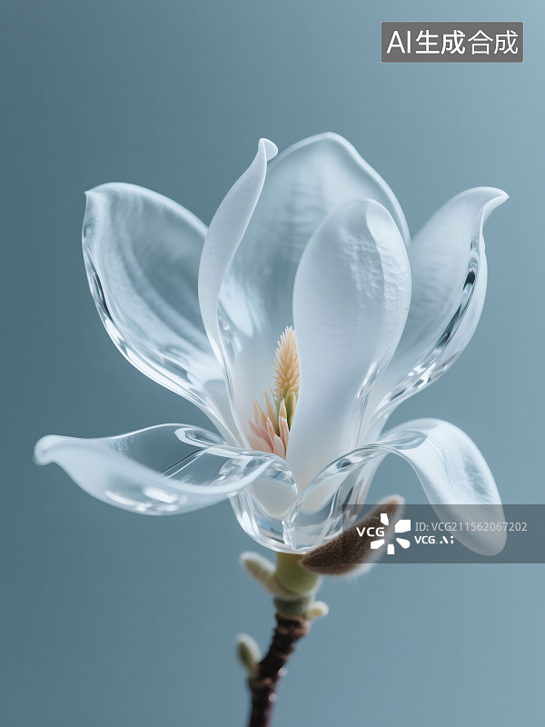 【AI数字艺术】水晶质感玉兰花图片素材