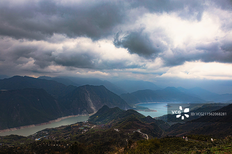 成都紫坪铺水库自然风光图片素材