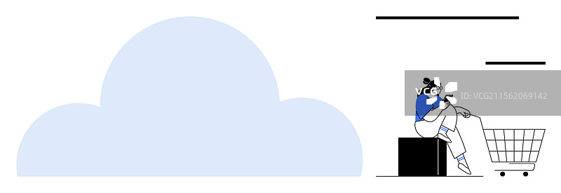 坐在上网购物的女性手持平板电脑图片素材