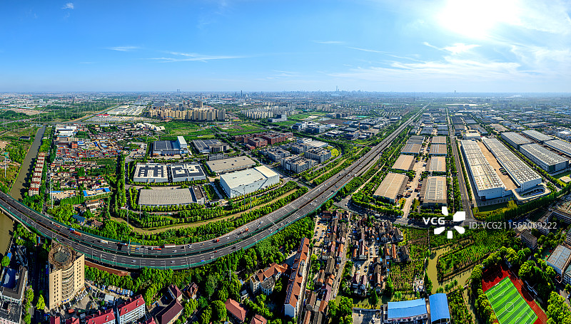 GDS万国数据 五洲大道 新发展工业园 上海外高桥保税区 自由贸易试验区内的物流仓库和产业厂房图片素材