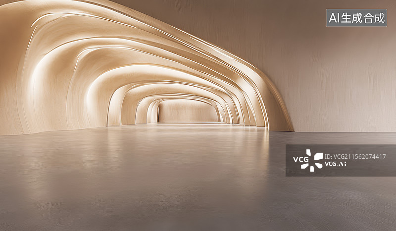 【AI数字艺术】后现代木板纹理室内展厅空间图片素材