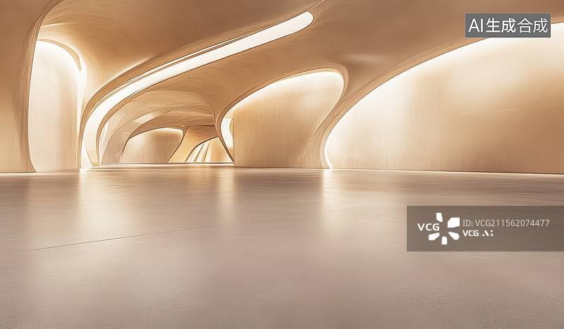 【AI数字艺术】后现代木板纹理室内展厅空间图片素材