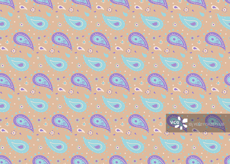 生长的佩斯利图案，手绘的卷曲变体图片素材