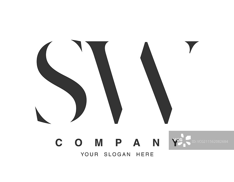 SW标志设计，字母S和W，衬线字体图片素材