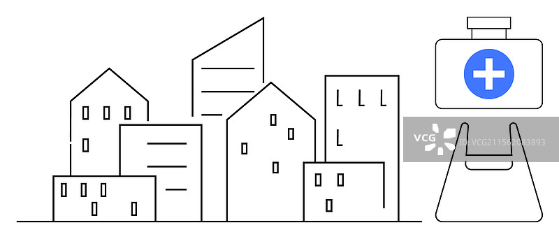 城市景观与医疗定位的城市建筑图片素材