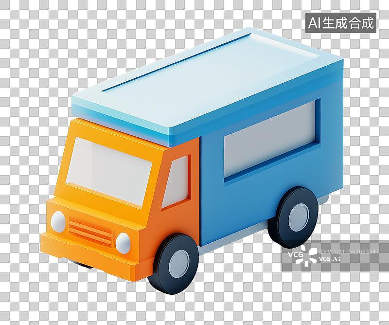 【AI数字艺术】3D粘土卡通独立餐饮卡车元素图片素材