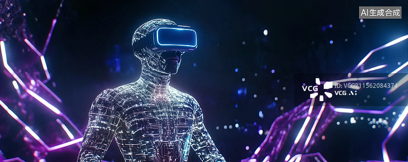 【AI数字艺术】VR眼镜虚拟角色虚拟空间元宇宙图片素材