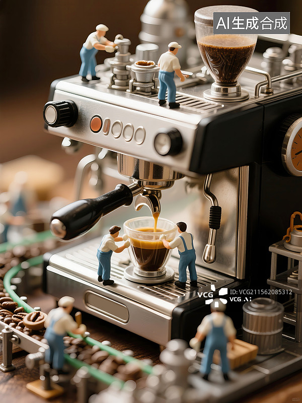 【AI数字艺术】咖啡厅工厂微缩景观图片素材