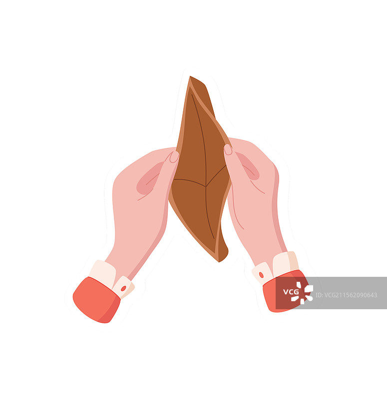 手握空钱包的贴纸图片素材