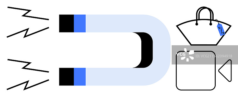 磁铁吸引各种物体的象征图片素材