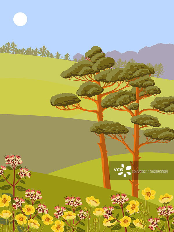 夏季风景画图片素材