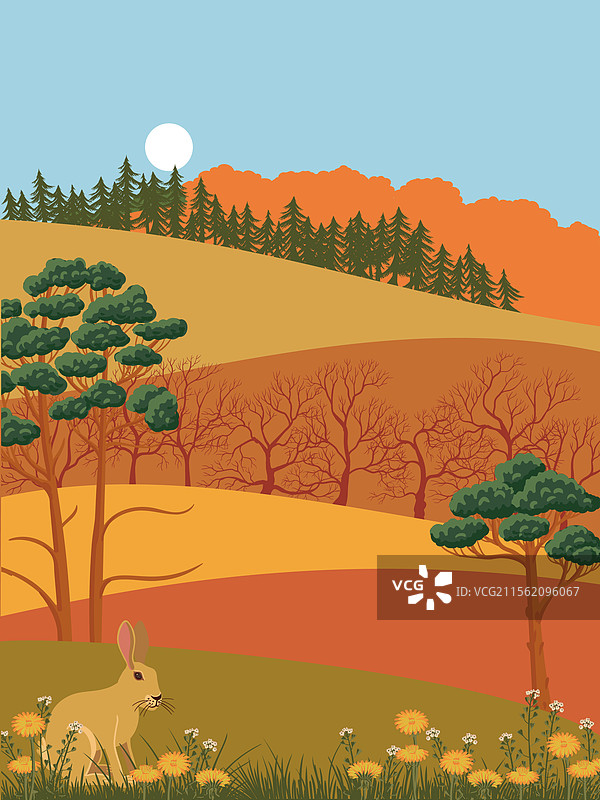 秋季风景画图片素材