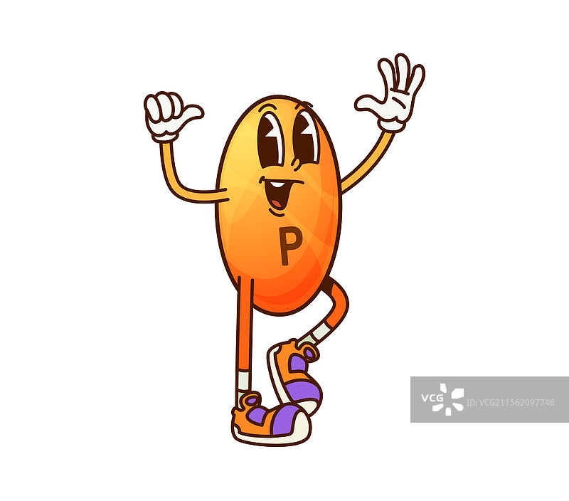 卡通风格的酷炫维生素P微量营养素角色图片素材