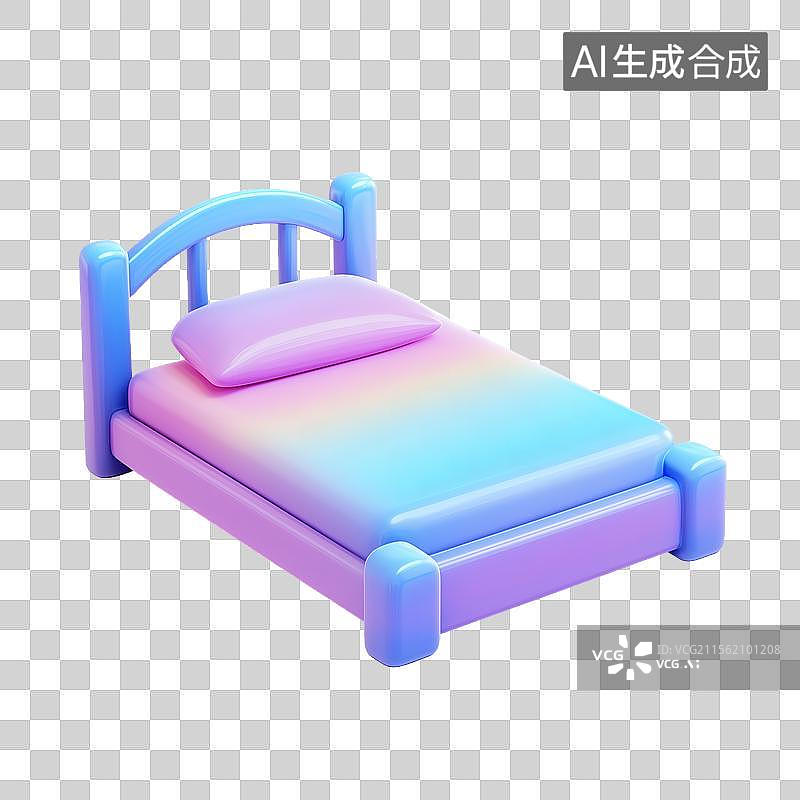 【AI数字艺术】酸性设计元素：床图片素材