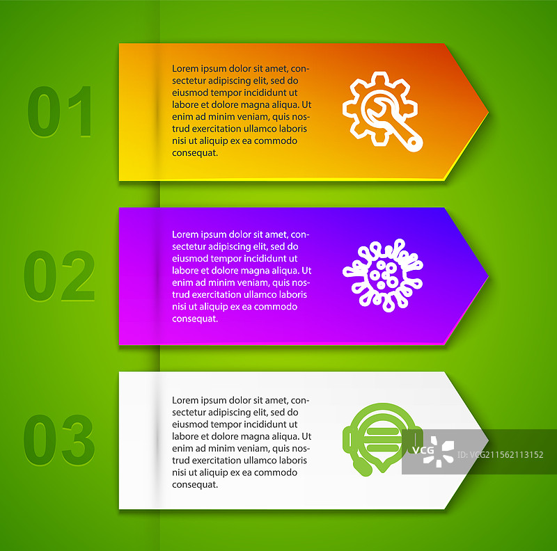 设置线扳手和齿轮细菌耳机图片素材