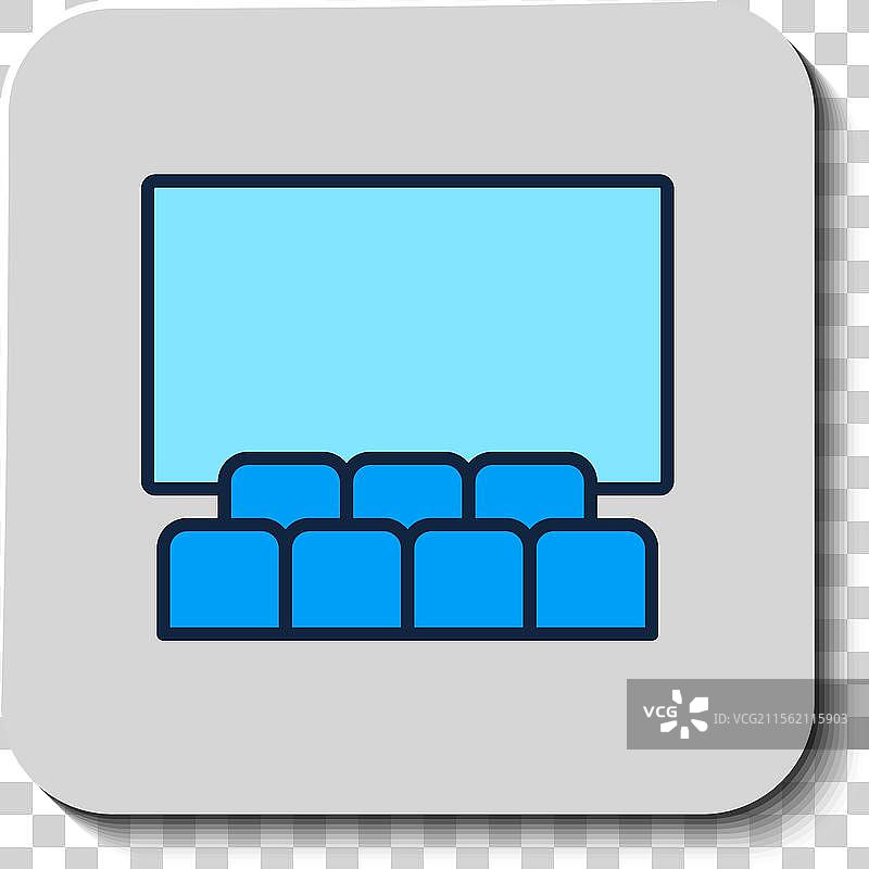 填充轮廓的电影院礼堂与屏幕图标图片素材