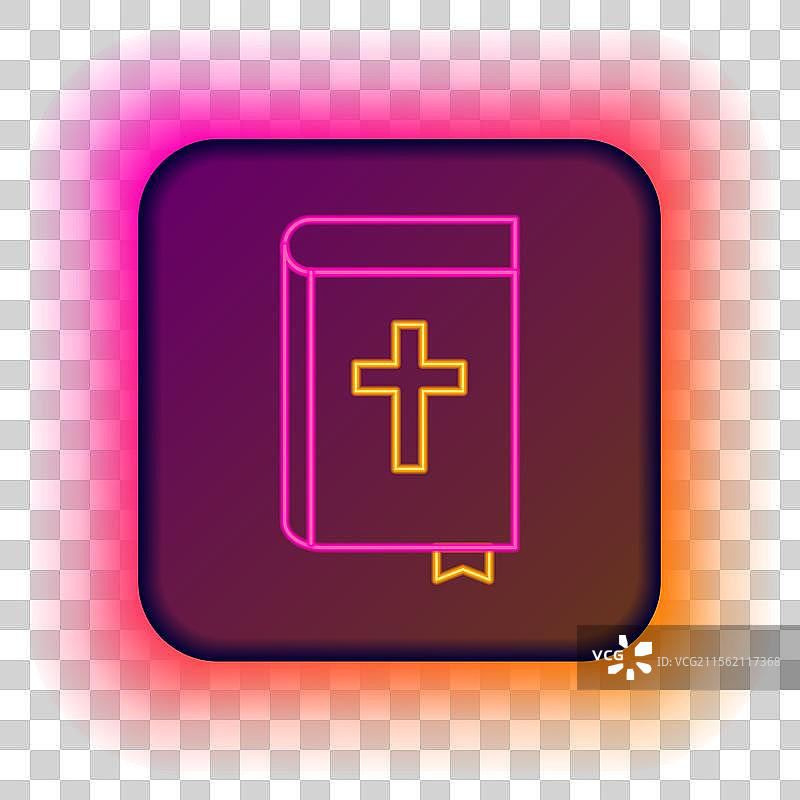 发光的霓虹线圣经书籍图标图片素材