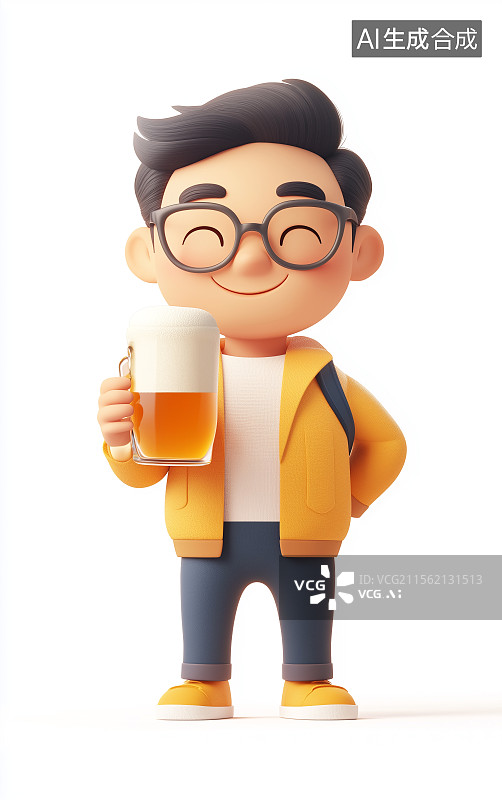 【AI数字艺术】一个男人手里拿着啤酒图片素材