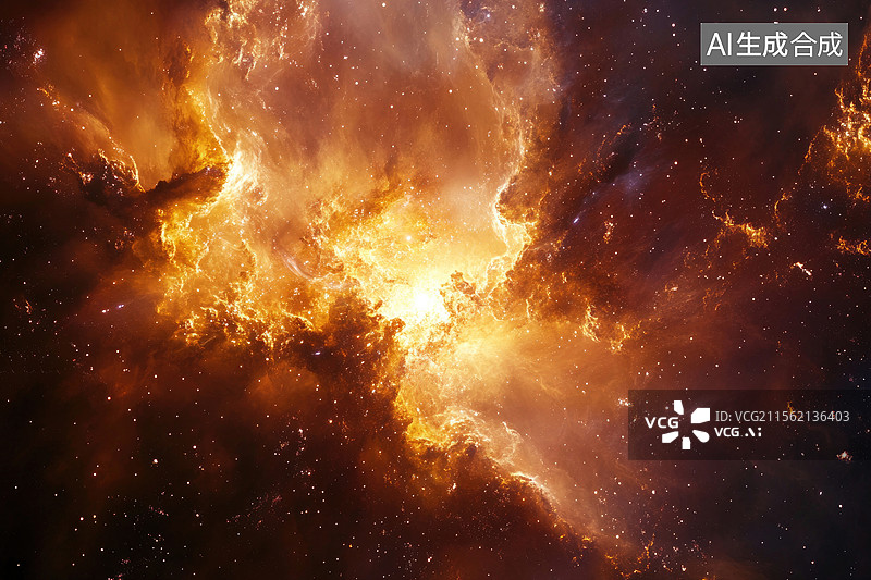 【AI数字艺术】宇宙中燃烧的星云图片素材