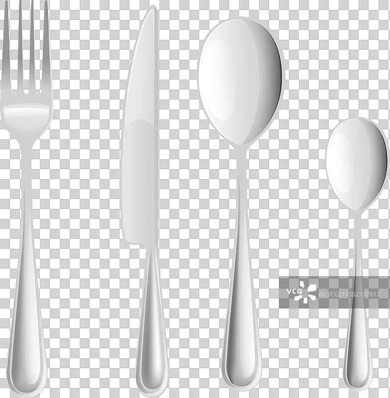 不锈钢厨房用叉、勺和刀图片素材