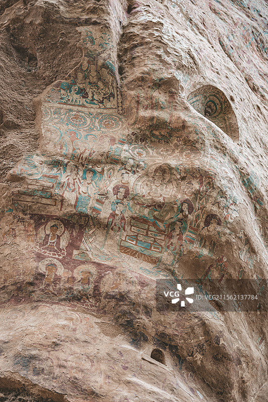 武山县水帘洞拉梢寺摩崖石刻局部图片素材