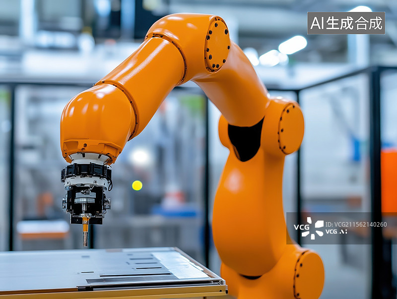 【AI数字艺术】工业机器人在操作台上的工作图片素材